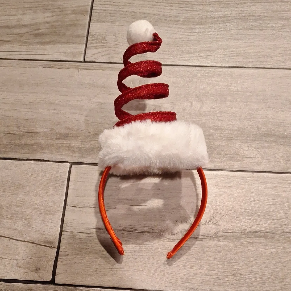🦔Festive Red and White Spiral Santa Hat Christmas Headband🐧
